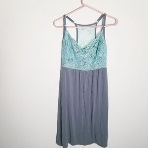 Kindred Bravely Lucille Nursing Nightie Maternity Gray Aqua M